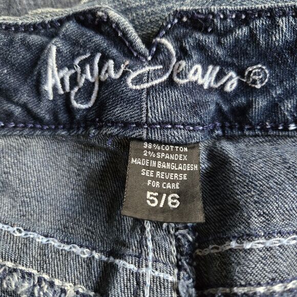 Ariya Jeans Junior 5/6 Embroidered denim blue Bootcut 30x32 Bling Y2K Low-Rise - Picture 6 of 12